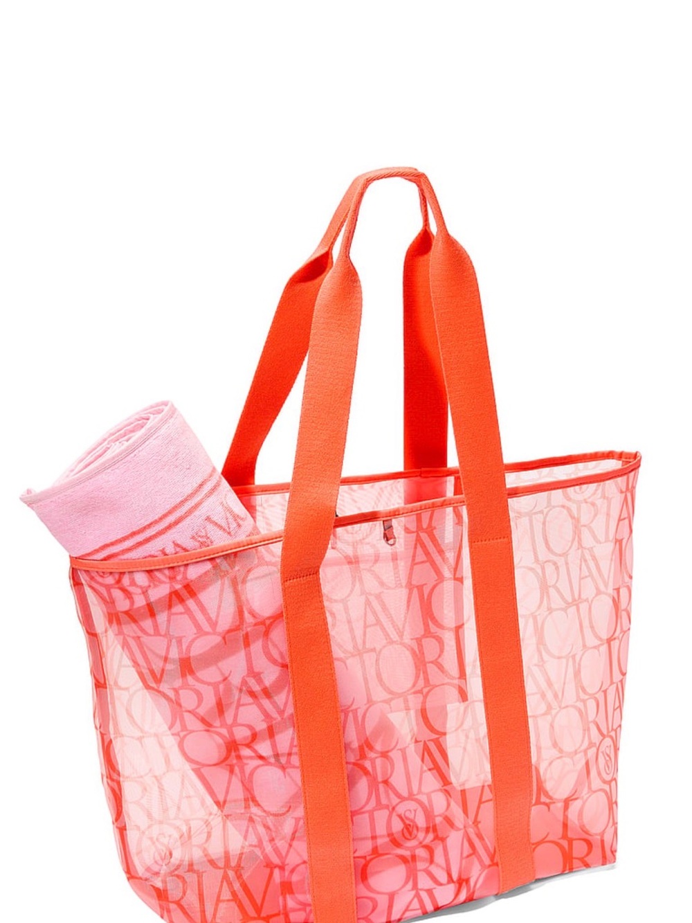 Victoria's Secret Coral Logo Clear Tote